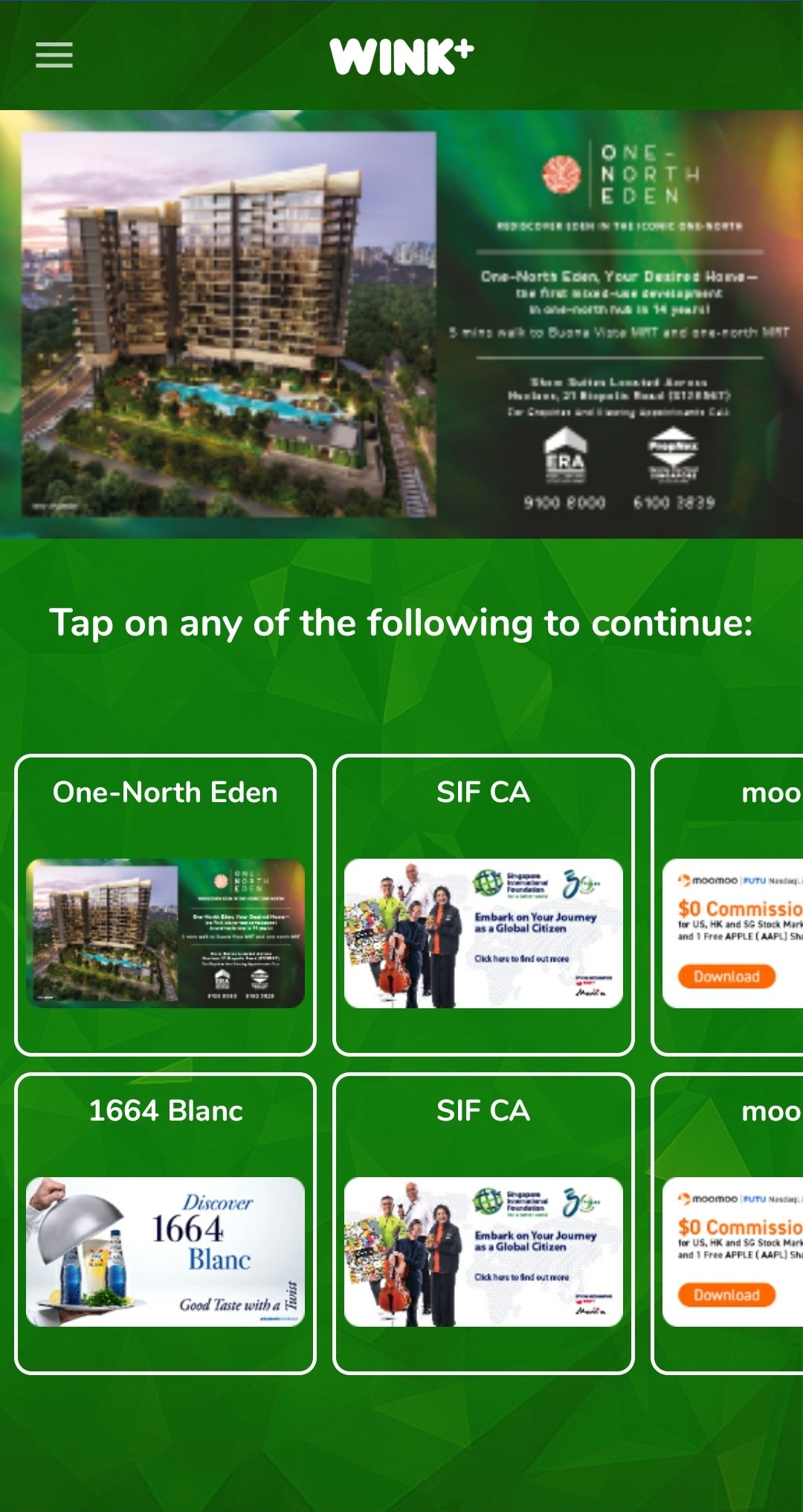 One-North Eden WINK Pop-Up Banner